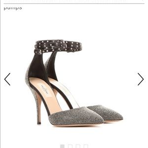 Valentino Crystal Fabric Ankle Strap Pumps